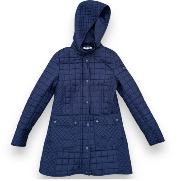 DKNY Women's Quilted Puffer Coat - Midnight Blue - Picture 2 of 11